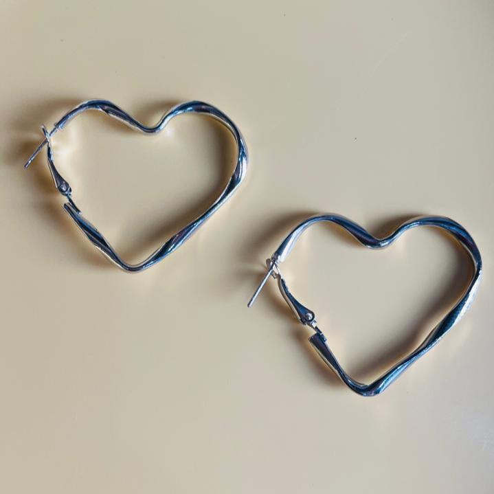 Sterling Silver Heart Loop Earrings