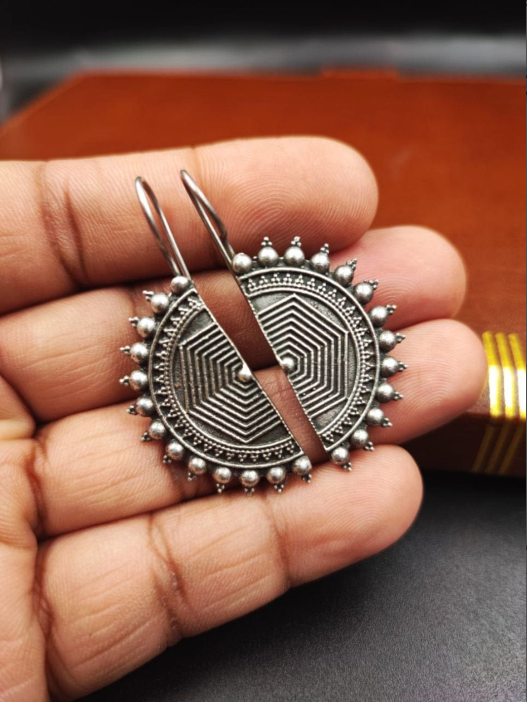 Designer Casual Wear Half D Shape Earrings