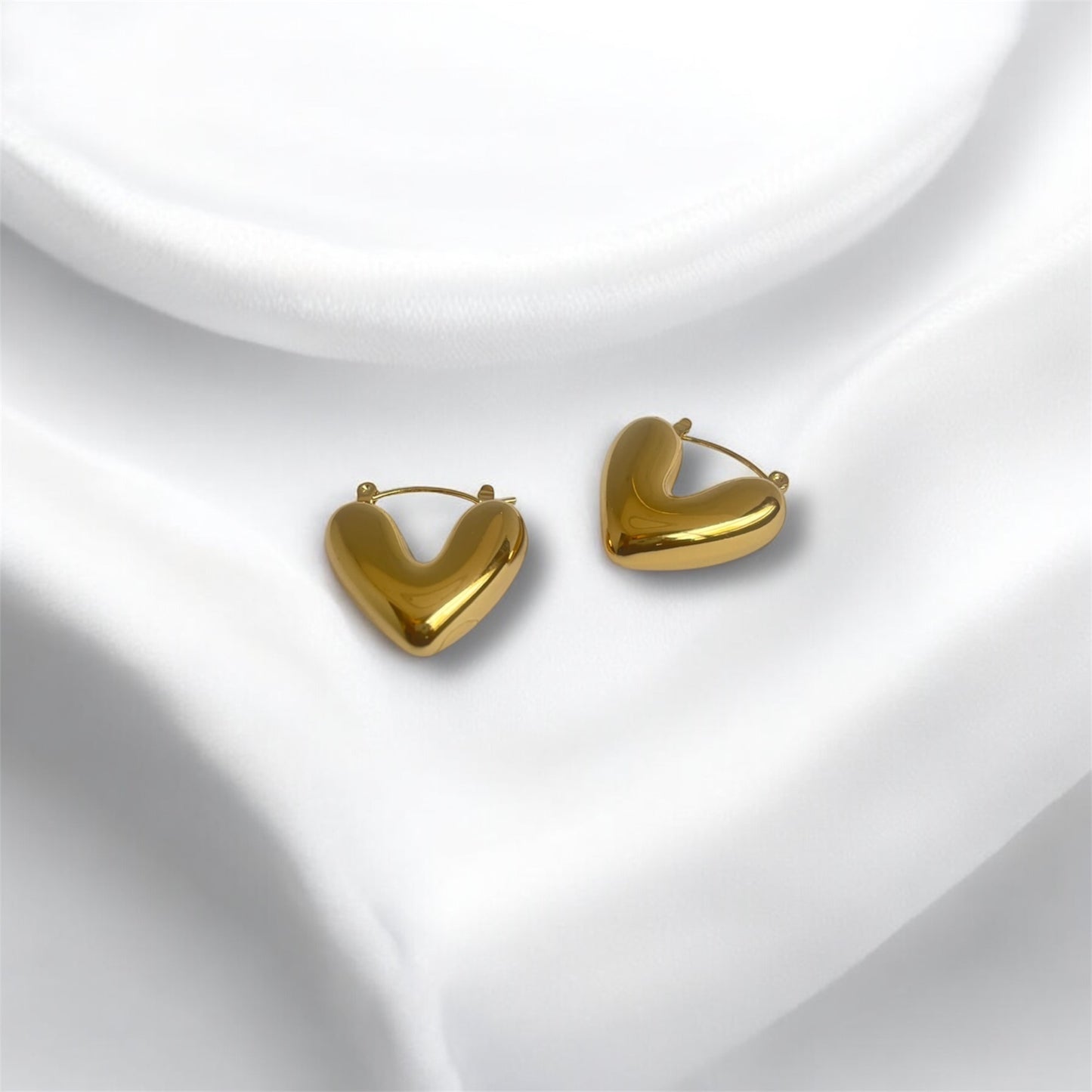 18K Gold Plated Heart Huggies Earrings