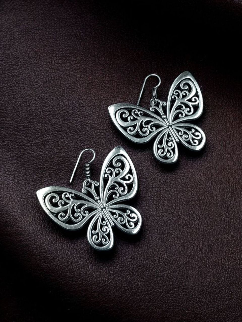 German Silver Butterfly Dangler Earrings