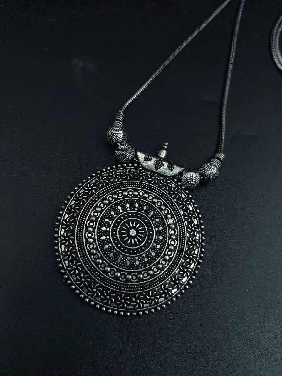 German Silver Floral Art Round Shape Necklace