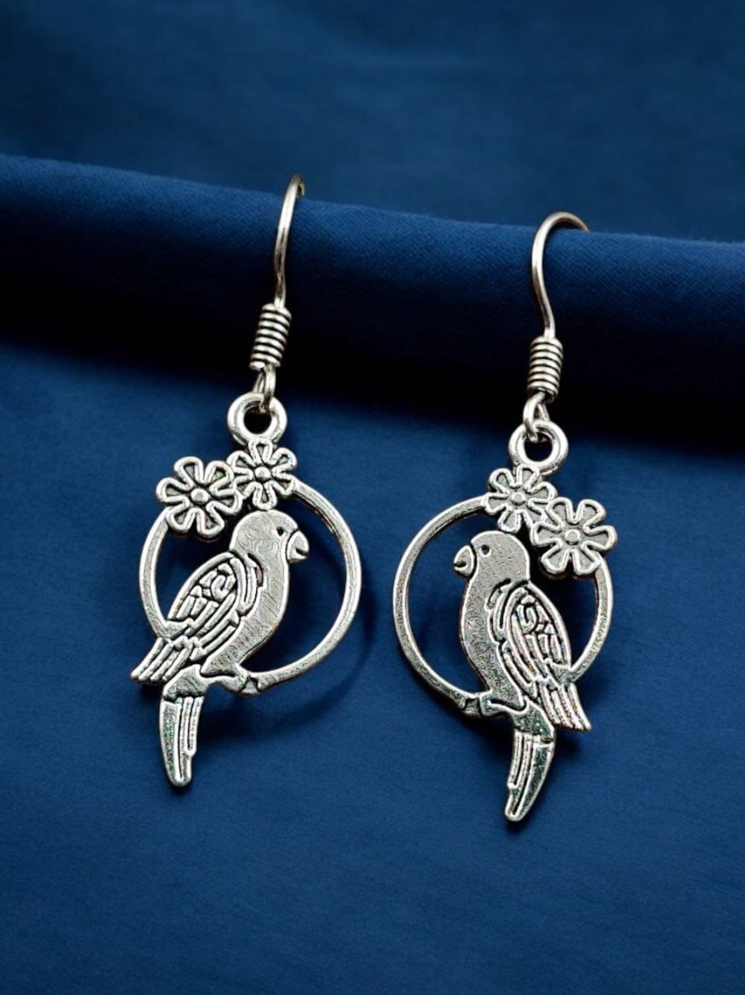 German Silver Parrot Hook Earrings