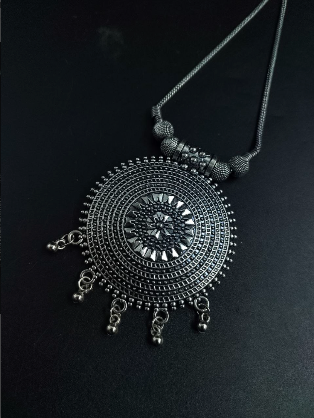 Stylish German Silver Round Shape Necklace Set