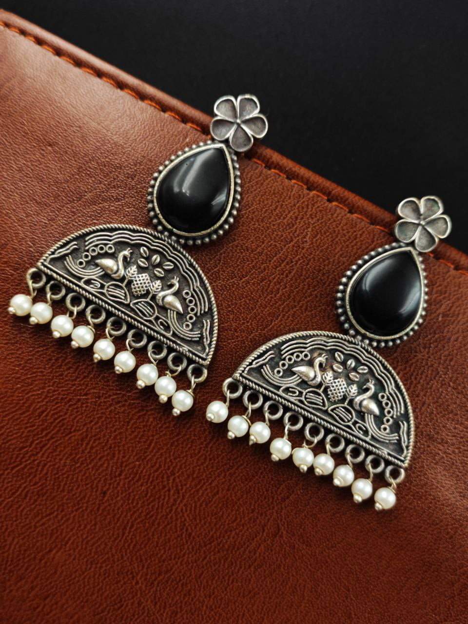 Peacock Stud Earrings – Silver Look alike Monalisa Stone Earring