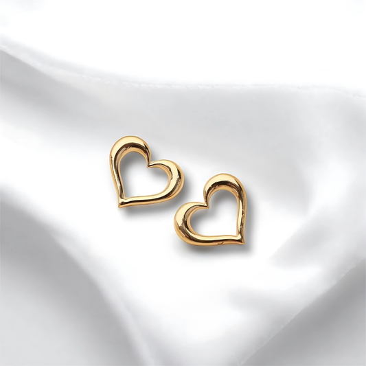 Gold Plated Heart Shape Oversized Stud Earring