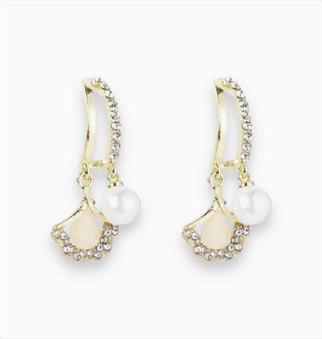 Celebrity Inspired Stylish Hanging Pearl Floral Earrings