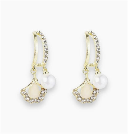 Celebrity Inspired Stylish Hanging Pearl Floral Earrings