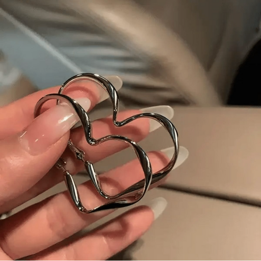 Sterling Silver Heart Loop Earrings