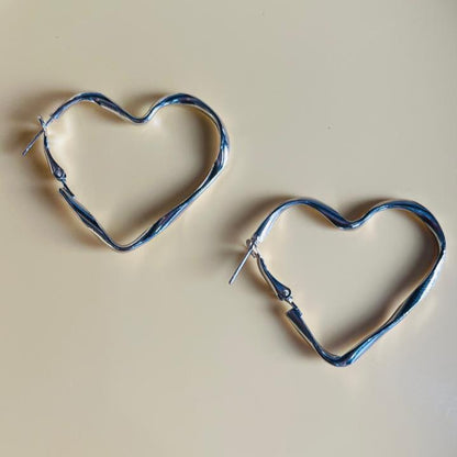 Sterling Silver Heart Loop Earrings