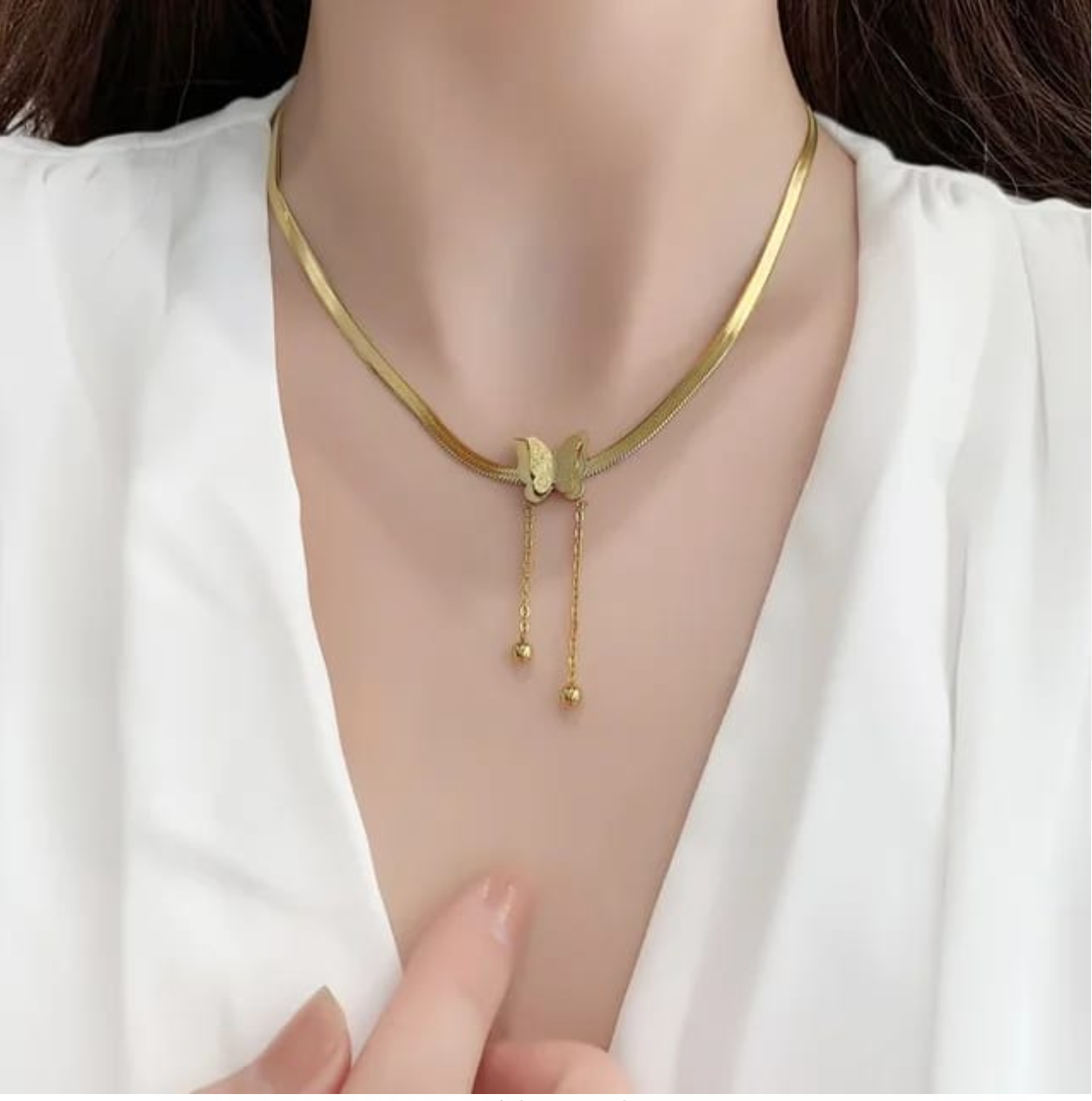 Stainless Steel Anti Tarnish Golden Butterfly Shape Necklace