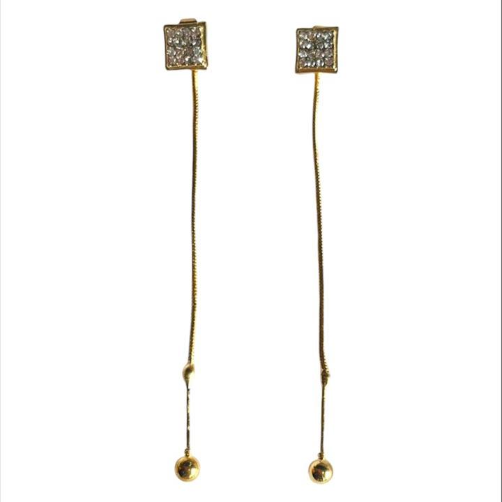Golden Square Design Western Hangings Rhinestone Earrings