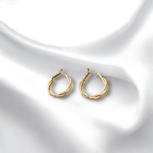 Gold Plated Anti Tarnish Twisted Hoop Earrings