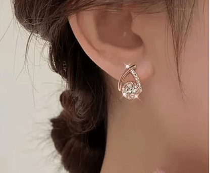 Crystal Cross Cubic Zirconia Gold Plated Diamond Stud Earrings