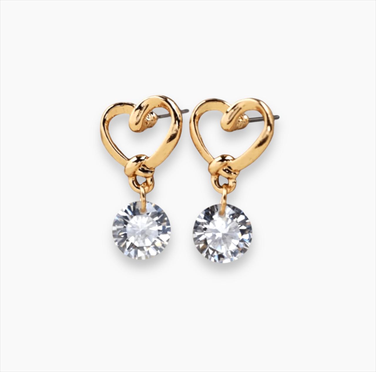 Elegant Heart-Shaped with Dazzling Crystal Drops Earrings