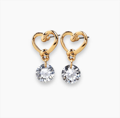 Elegant Heart-Shaped with Dazzling Crystal Drops Earrings