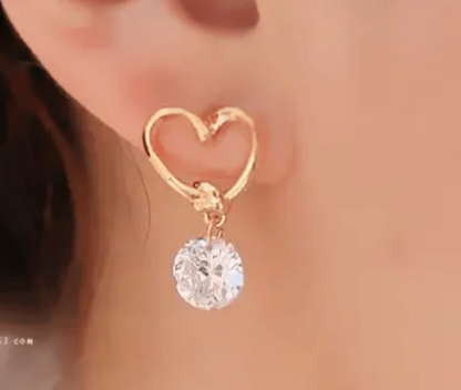 Elegant Heart-Shaped with Dazzling Crystal Drops Earrings
