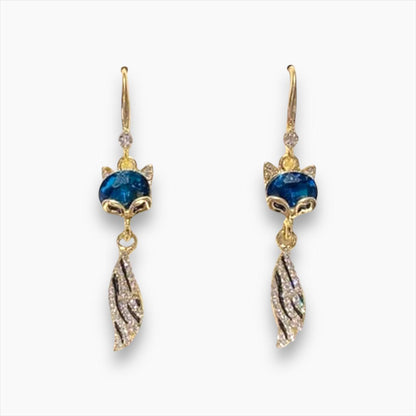 Fox Style Gold Plated Crystal Drop Earrings