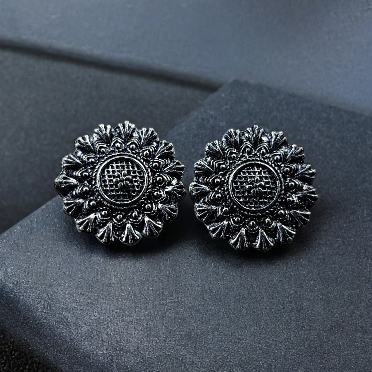 Oxidised Silver Plated Stud Earrings