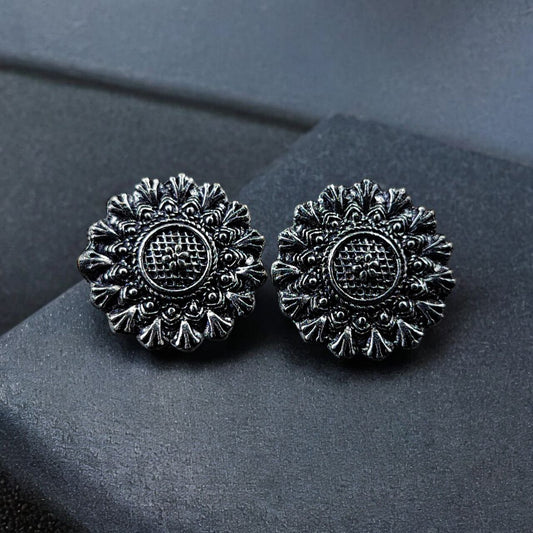 Oxidised Silver Plated Stud Earrings