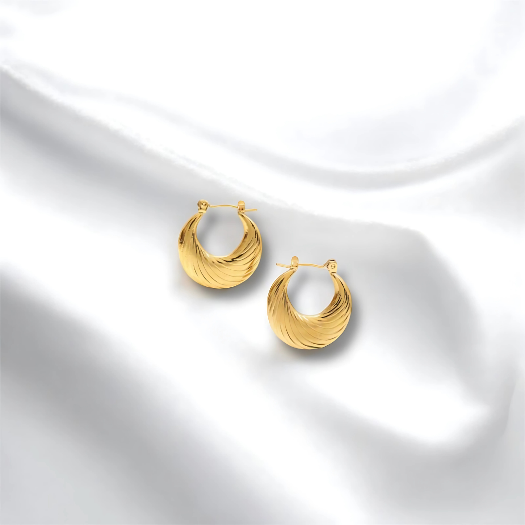 18KT Gold Plated Stainless Steel Tarnish Free Waterproof Demi-Fine Hoop Earrings