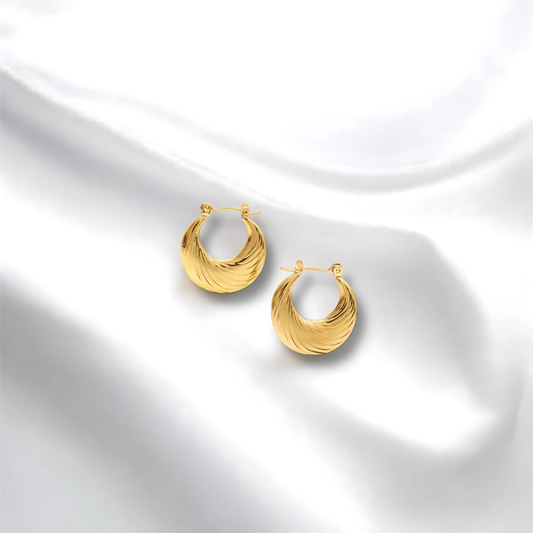 18KT Gold Plated Stainless Steel Tarnish Free Waterproof Demi-Fine Hoop Earrings