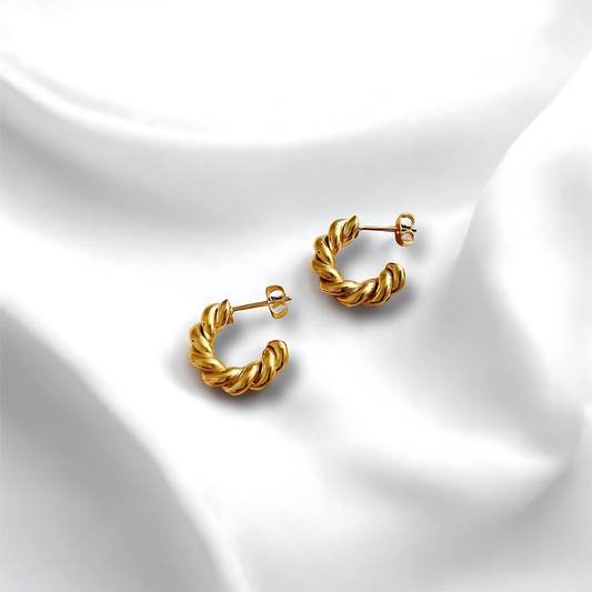 Gold Plated Twisted Rope Anti TarnishHoop Earring