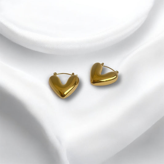 18K Gold Plated Heart Huggies Earrings