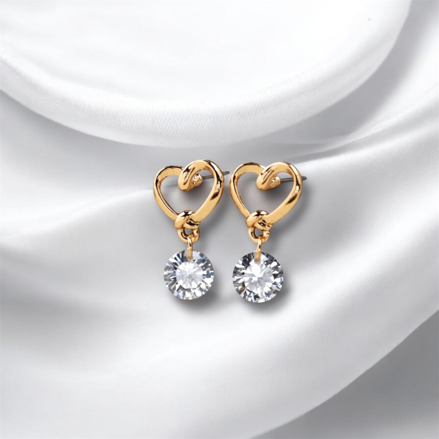 Elegant Heart-Shaped with Dazzling Crystal Drops Earrings