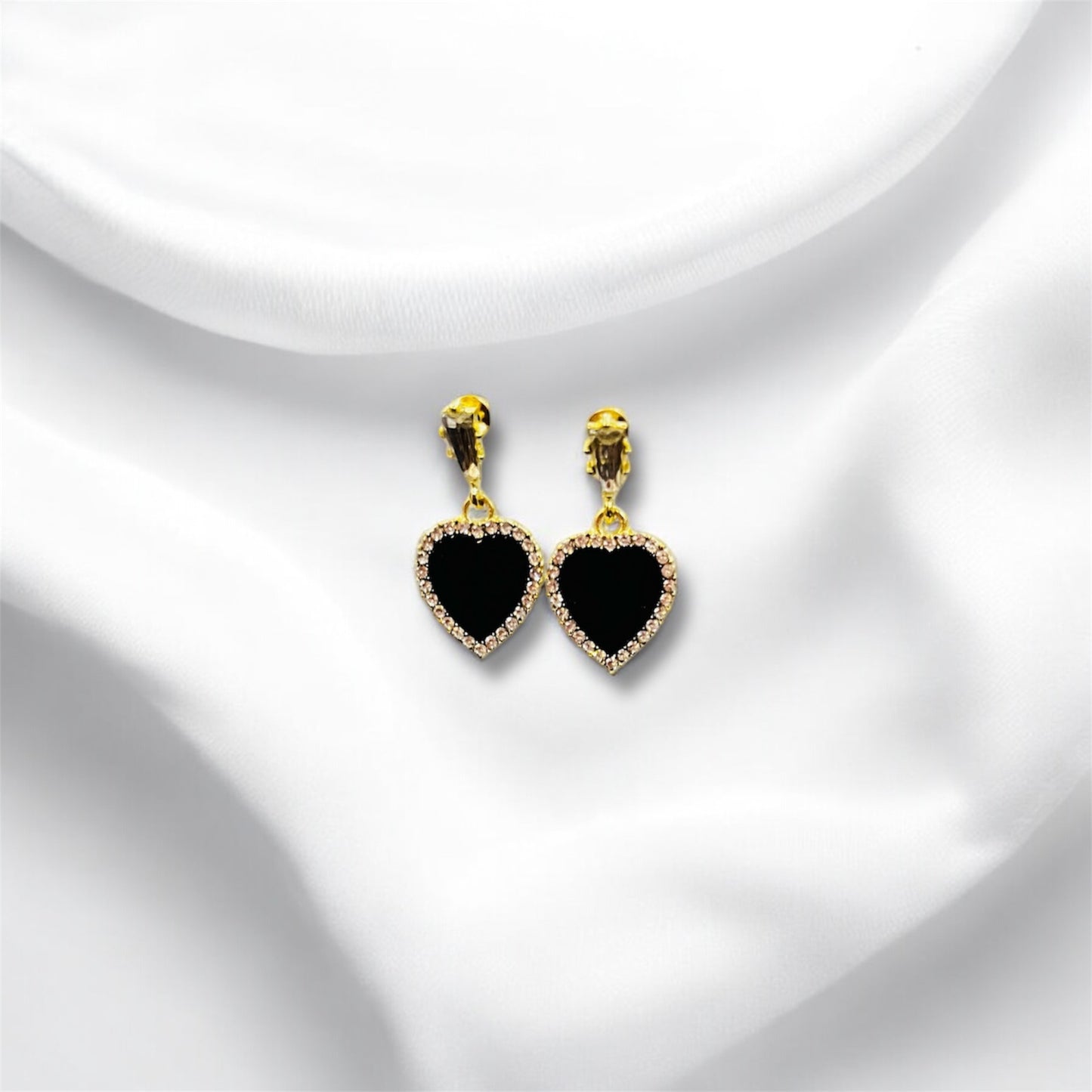 Heart Shape Pendant Drop Rhinestone Earrings