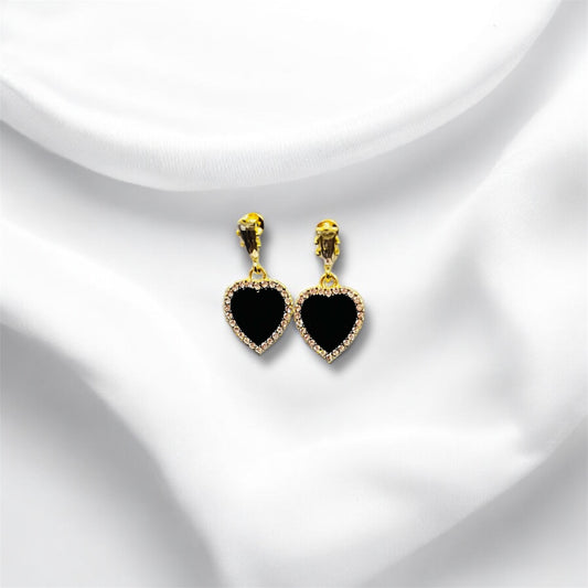Heart Shape Pendant Drop Rhinestone Earrings
