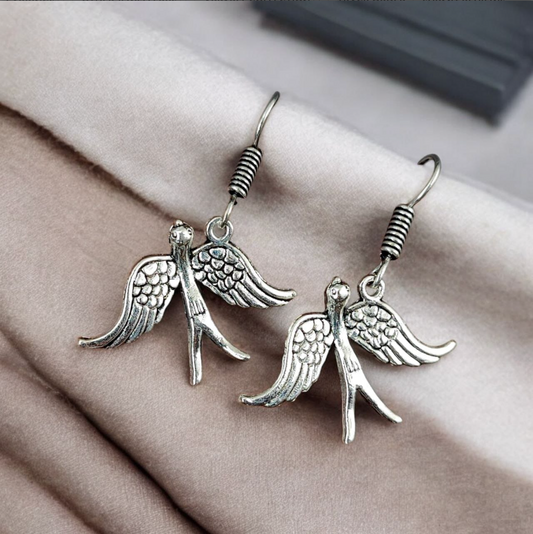 German Silver Hook Design Oxidised Bird Earrings