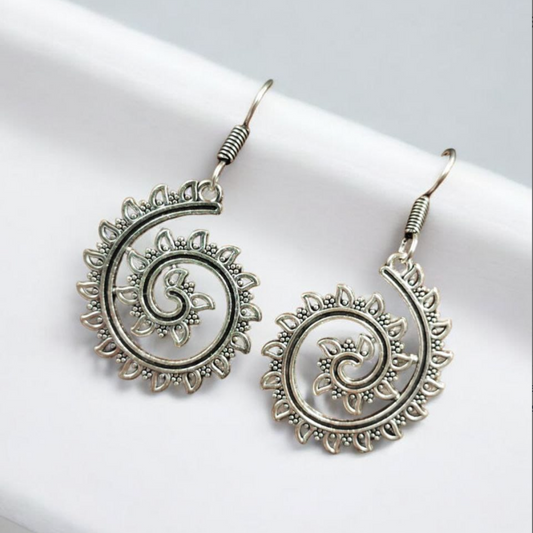 Lightweight Unique Oxidised Silver Plated Hook Earrings