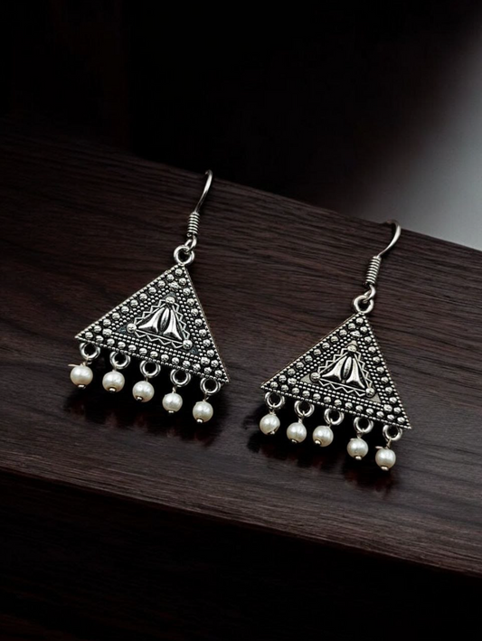 Oxidised Casual Wear Earrings | Light Weight German Silver Jewellery