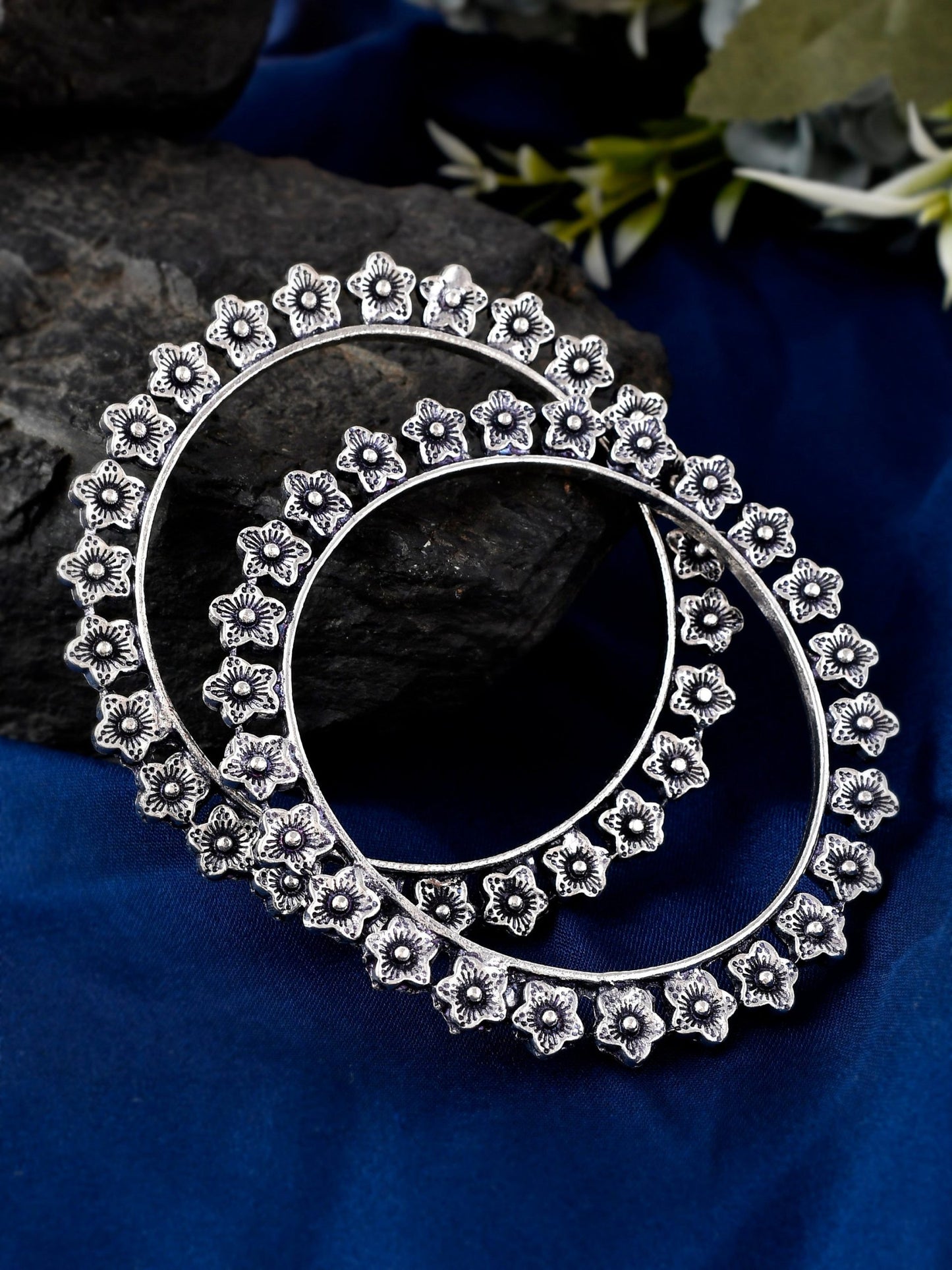 Best Designer Flower Bangle Oxidised German Silver