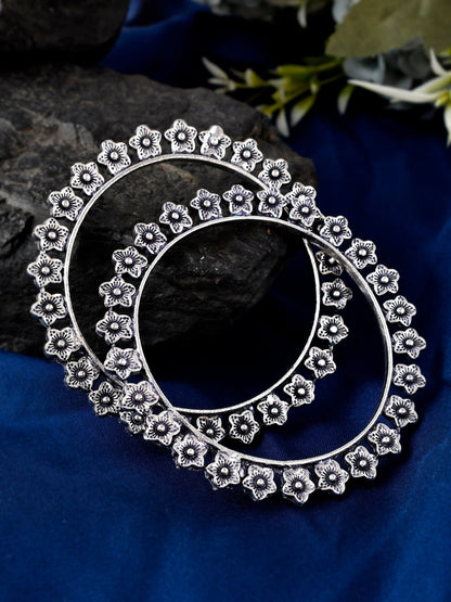 Best Designer Flower Bangle Oxidised German Silver