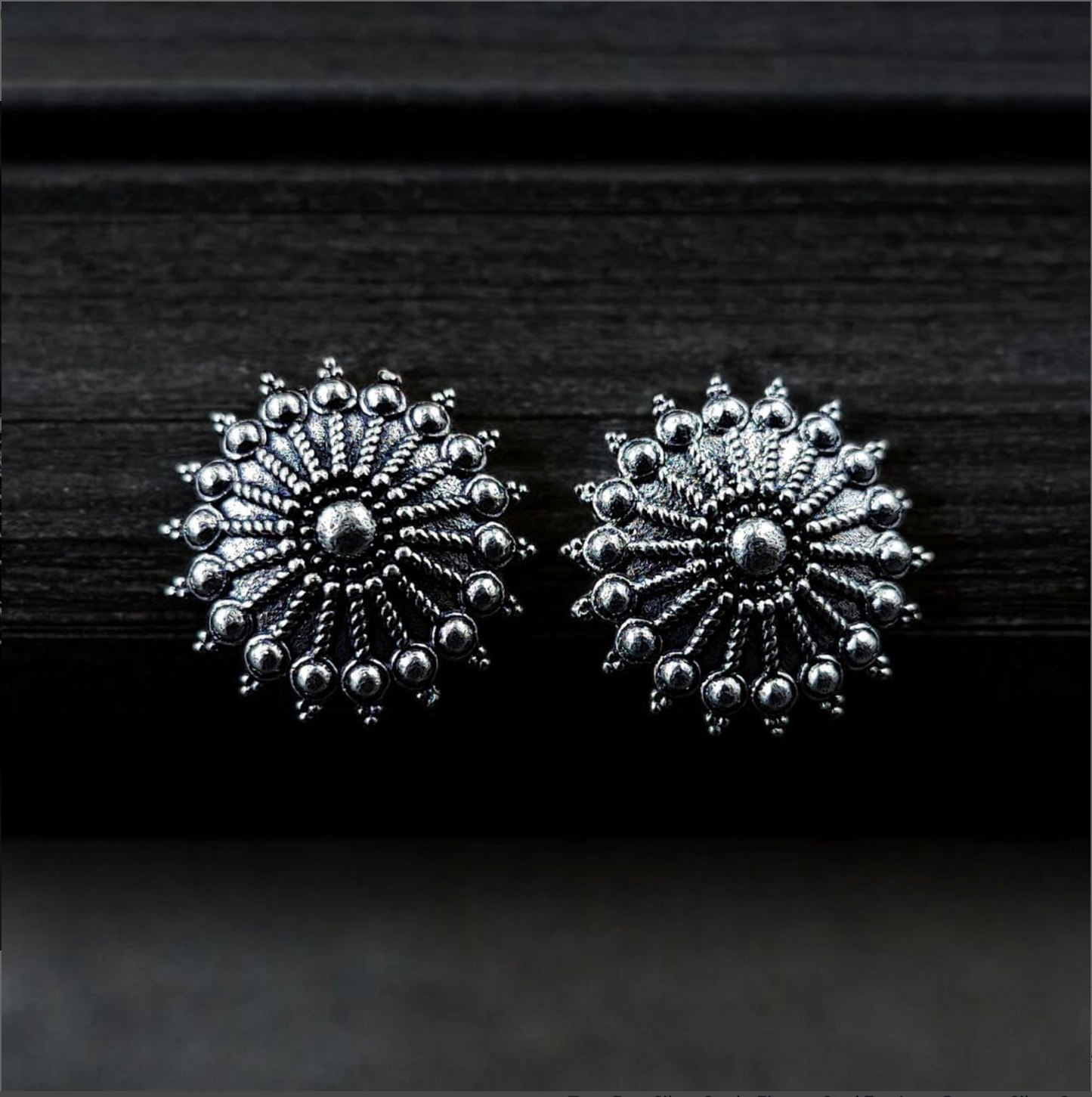 Silver Plated Oxidised Stud Earrings