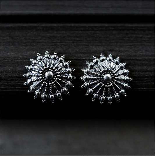 Silver Plated Oxidised Stud Earrings