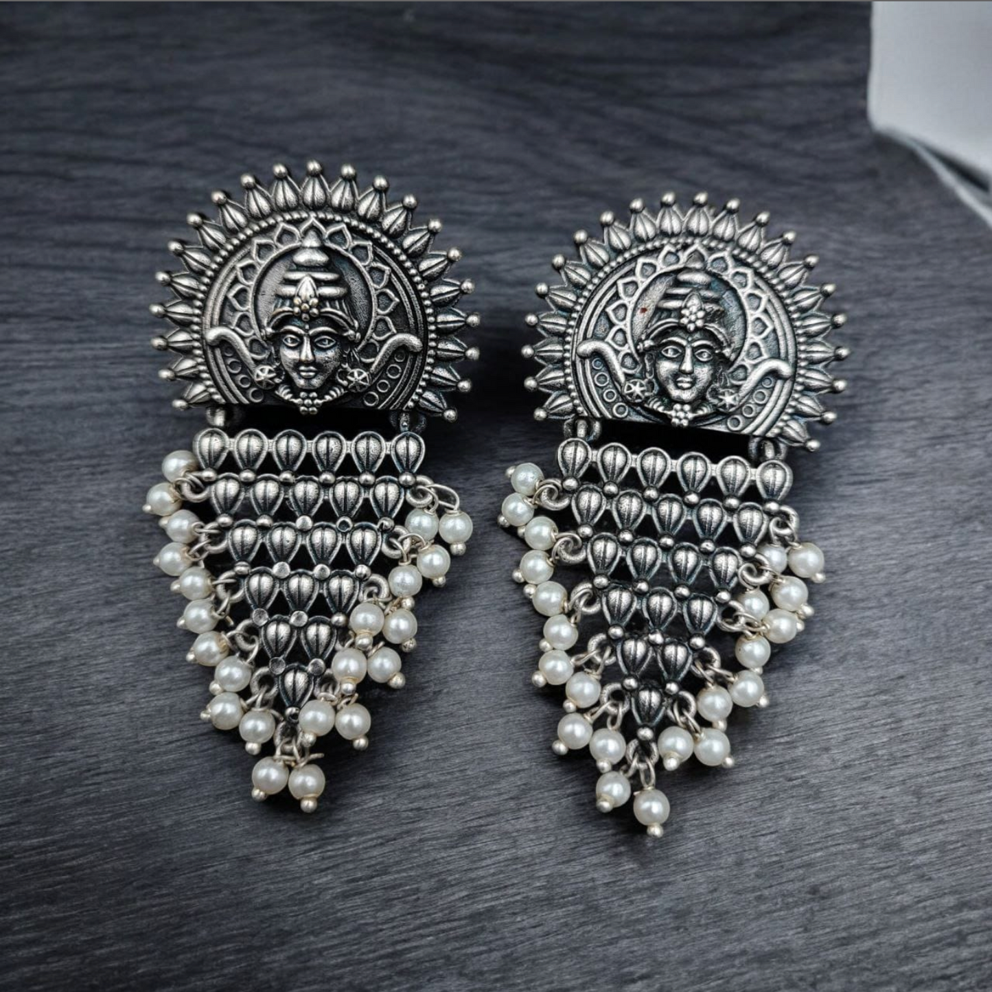 Silver Replica Lord Durga Pendant Set | Navratri Special Necklace