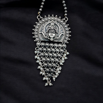 Silver Replica Lord Durga Pendant Set | Navratri Special Necklace