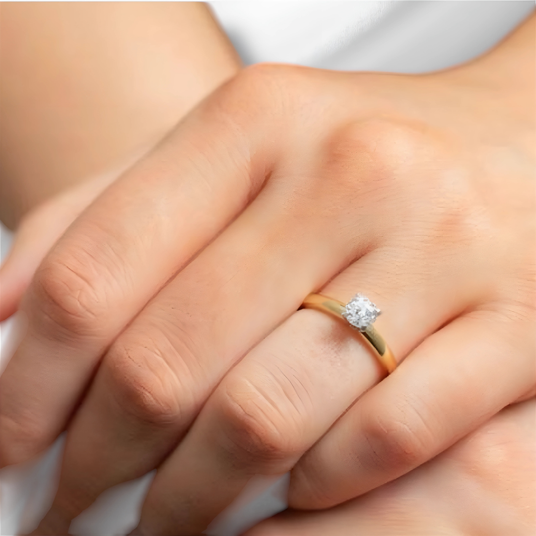 18K Gold Plated Cubic Zirconia Engagement and Promise Adjustable Sterling Silver Ring