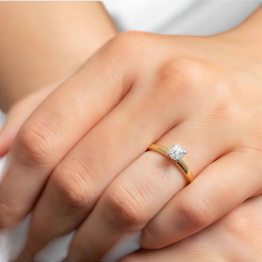18K Gold Plated Cubic Zirconia Engagement and Promise Adjustable Sterling Silver Ring