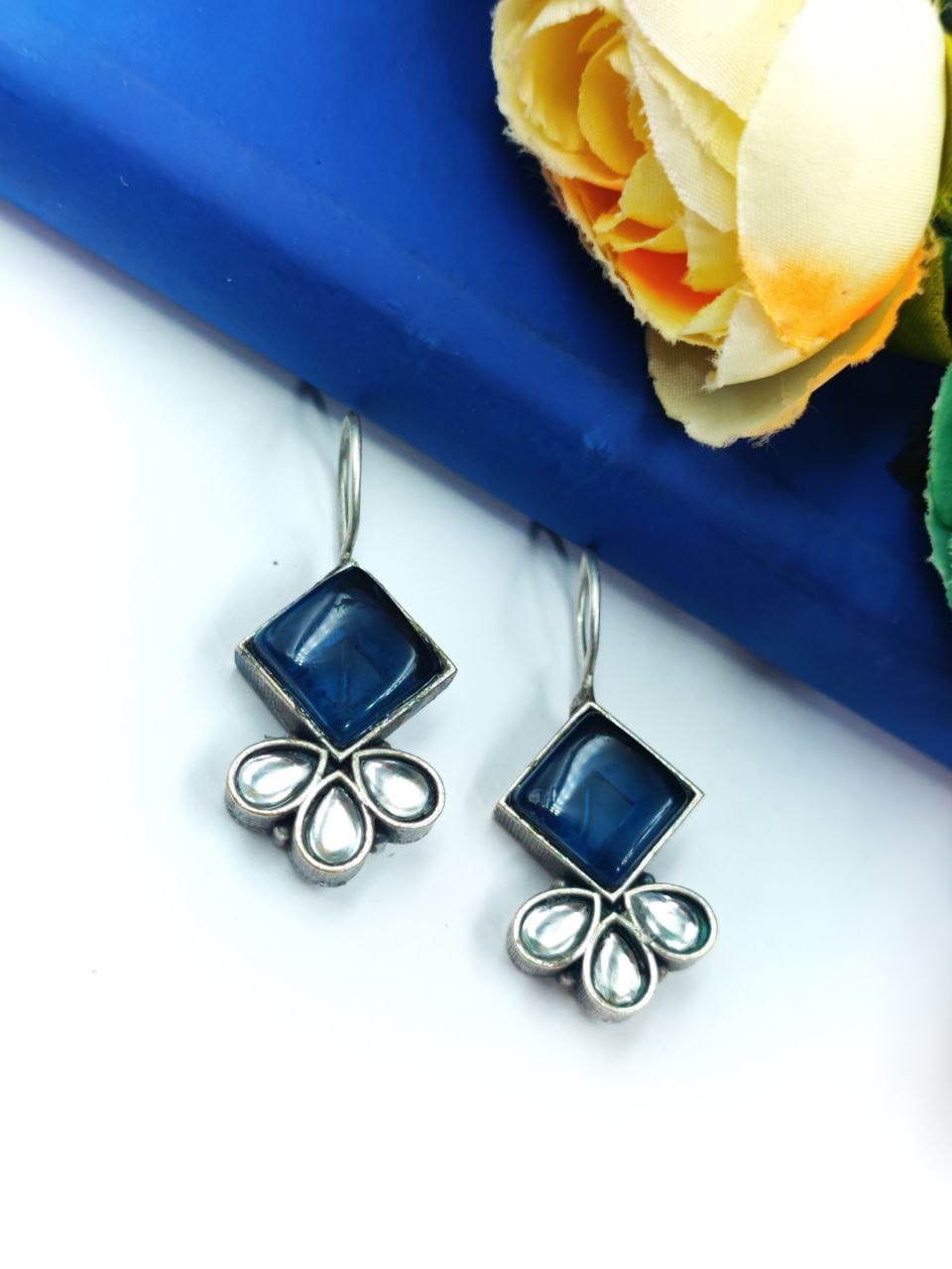Iconic Look Daily-wear Hook Style Stone Earrings