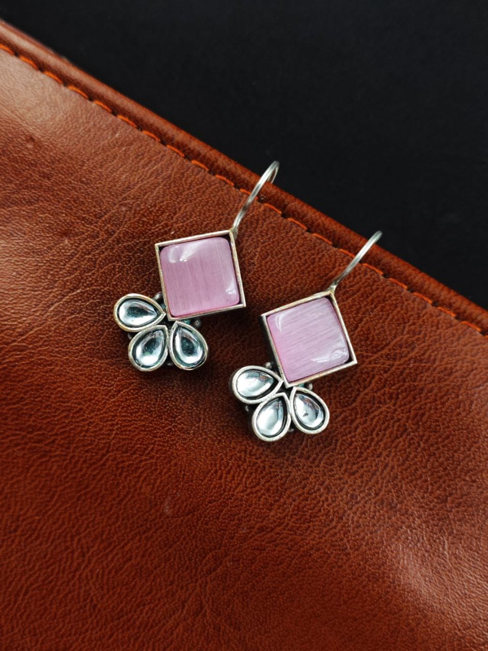 Iconic Look Daily-wear Hook Style Stone Earrings