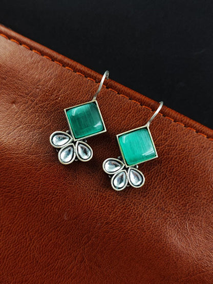 Iconic Look Daily-wear Hook Style Stone Earrings