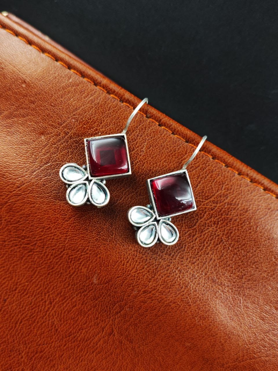 Iconic Look Daily-wear Hook Style Stone Earrings