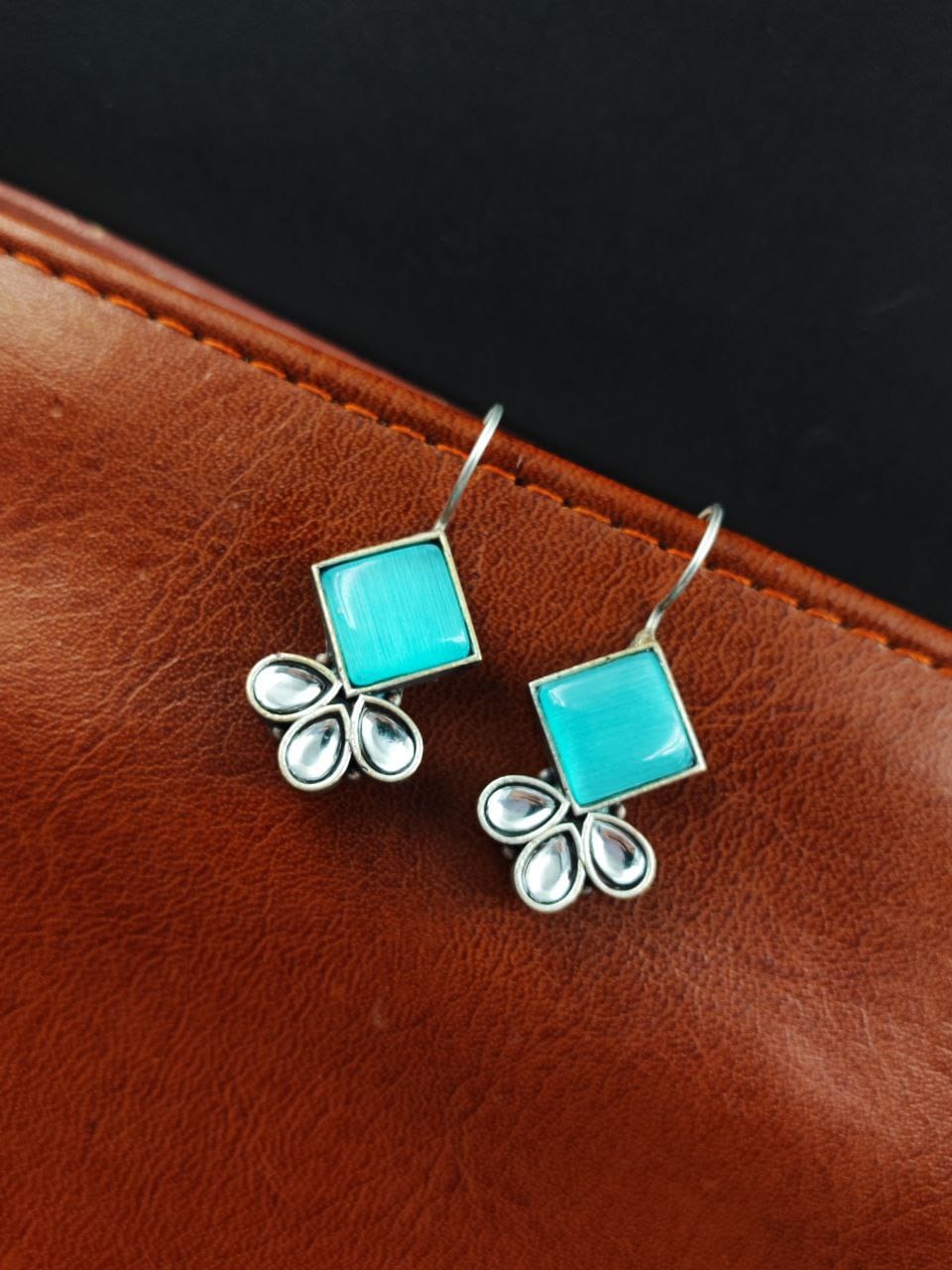Iconic Look Daily-wear Hook Style Stone Earrings