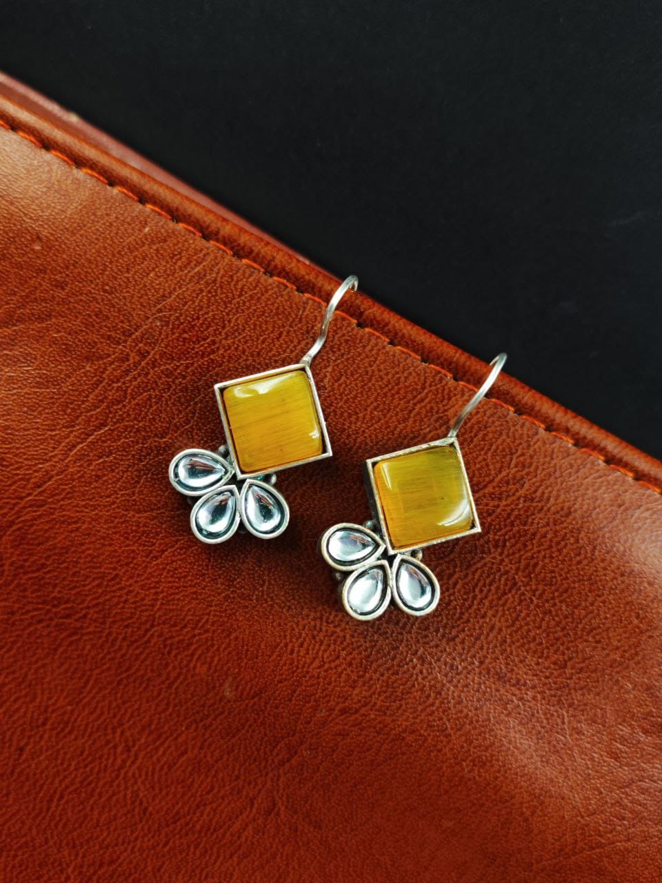 Iconic Look Daily-wear Hook Style Stone Earrings