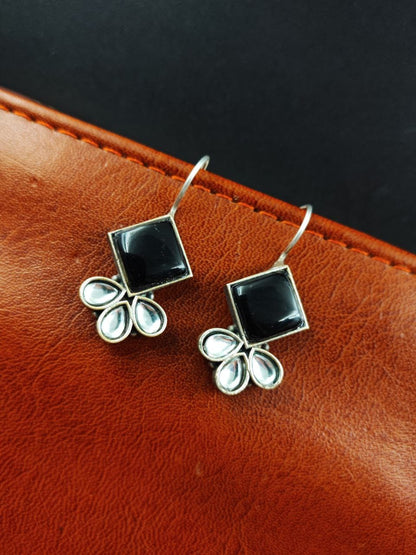 Iconic Look Daily-wear Hook Style Stone Earrings