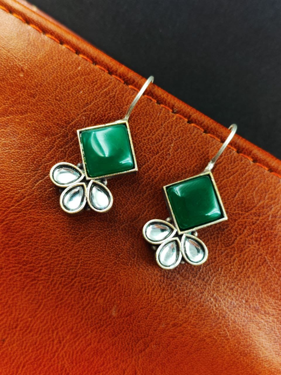 Iconic Look Daily-wear Hook Style Stone Earrings