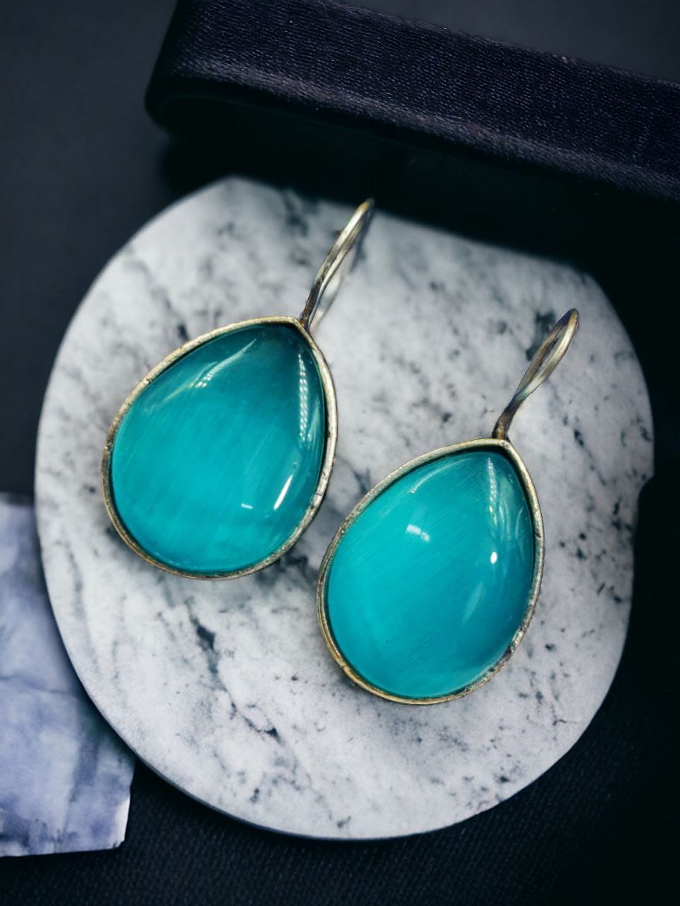 Silver Look Like Stone Hook Earring